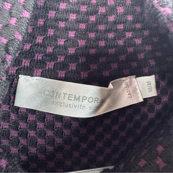 Simons turtleneck knit knitted long sleeve Purple and Black Checkered Knit - Picture 7 of 8